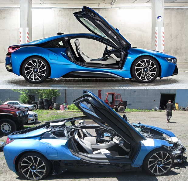 BMW i8 Wreck Crash Total Cement Truck