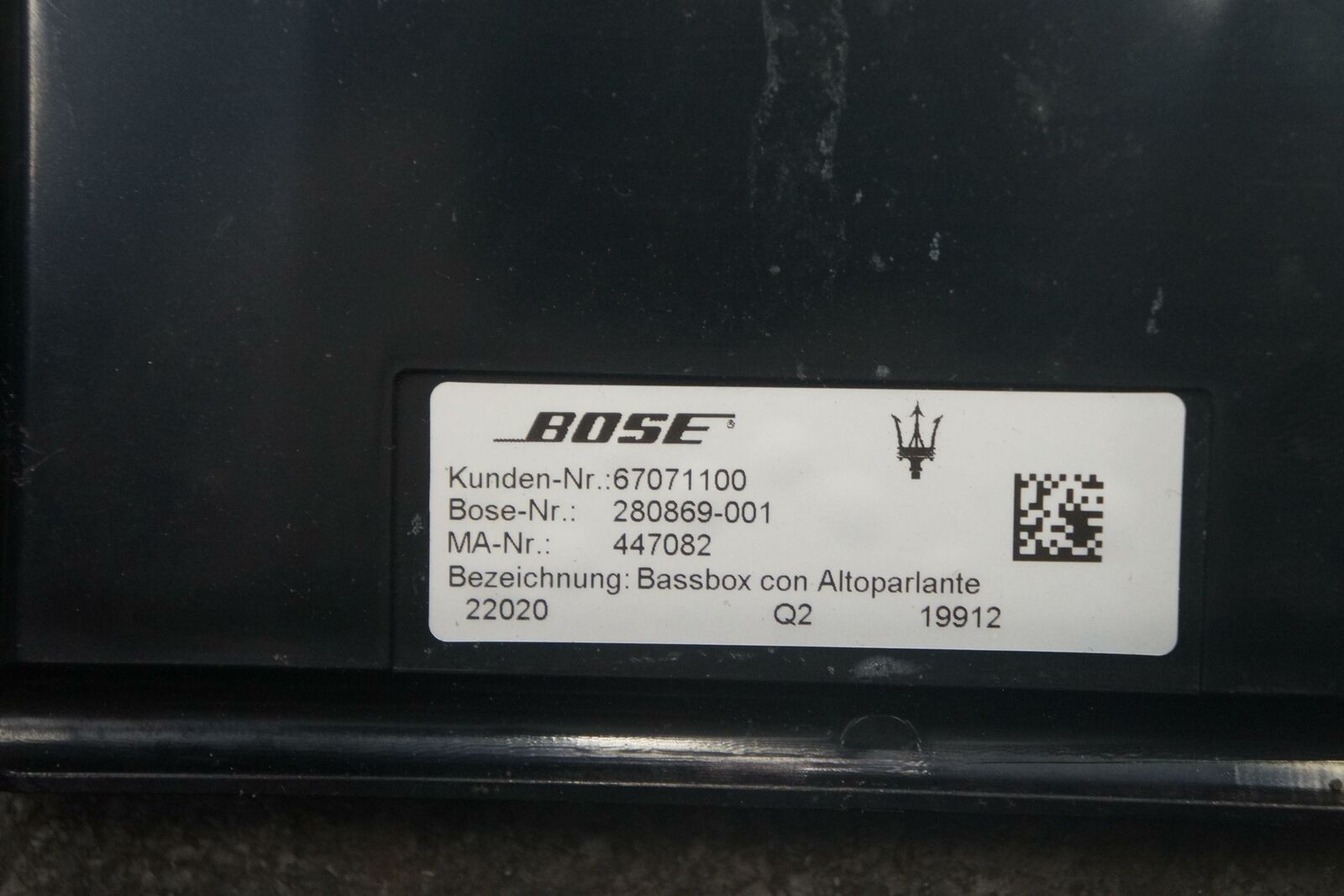 Bose Caisson de basses Maserati Quattroporte V M139 67071100 Bassbox Bose 